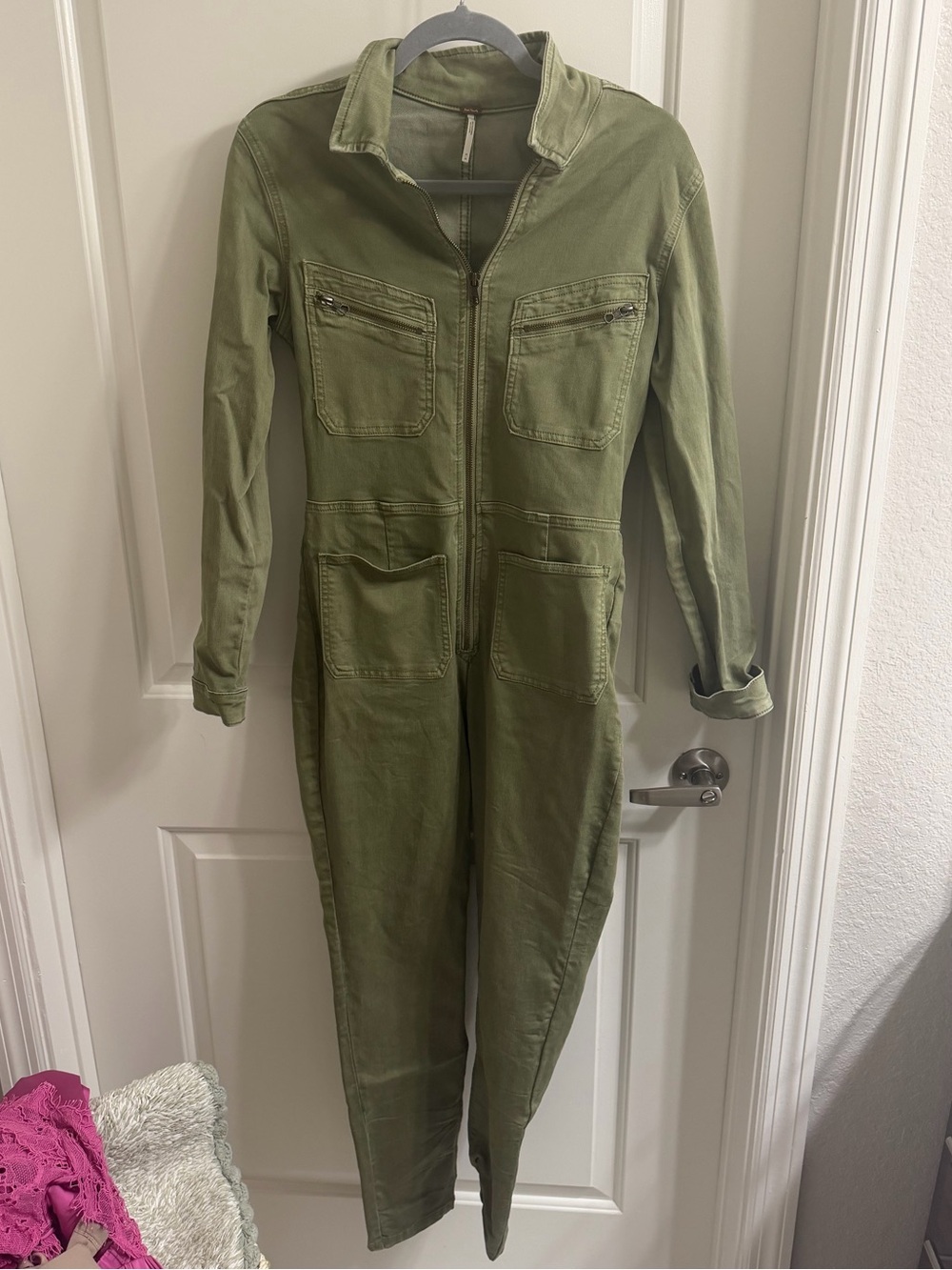 Free People Olive Green Utility Jumpsuit